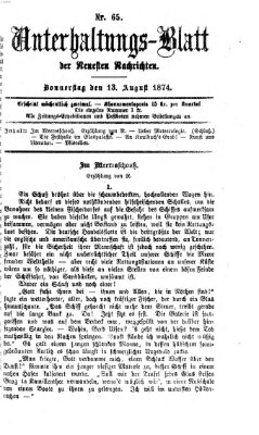 Neueste Nachrichten aus dem Gebiete der Politik Donnerstag 13. August 1874