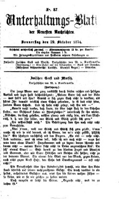 Neueste Nachrichten aus dem Gebiete der Politik (Münchner neueste Nachrichten) Donnerstag 29. Oktober 1874