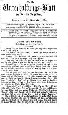 Neueste Nachrichten aus dem Gebiete der Politik (Münchner neueste Nachrichten) Sonntag 22. November 1874