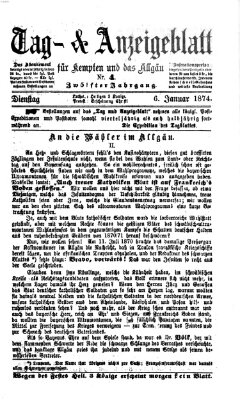 Tag- und Anzeigeblatt für Kempten und das Allgäu Dienstag 6. Januar 1874