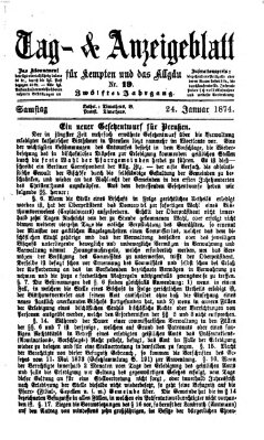 Tag- und Anzeigeblatt für Kempten und das Allgäu Samstag 24. Januar 1874