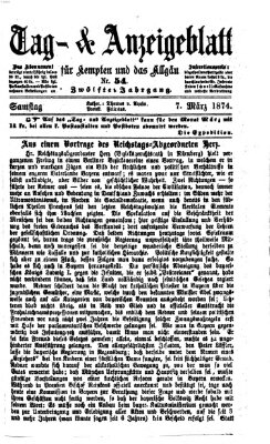 Tag- und Anzeigeblatt für Kempten und das Allgäu Samstag 7. März 1874