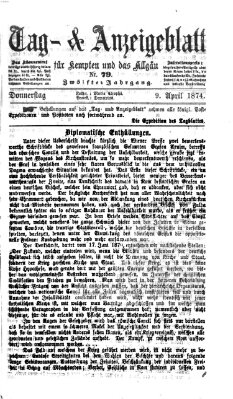 Tag- und Anzeigeblatt für Kempten und das Allgäu Donnerstag 9. April 1874