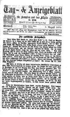 Tag- und Anzeigeblatt für Kempten und das Allgäu Mittwoch 5. August 1874