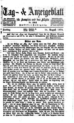 Tag- und Anzeigeblatt für Kempten und das Allgäu Freitag 14. August 1874