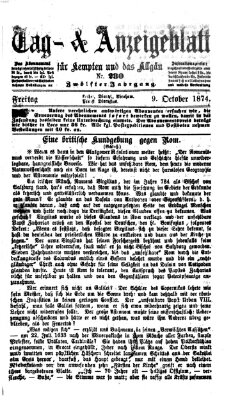 Tag- und Anzeigeblatt für Kempten und das Allgäu Freitag 9. Oktober 1874