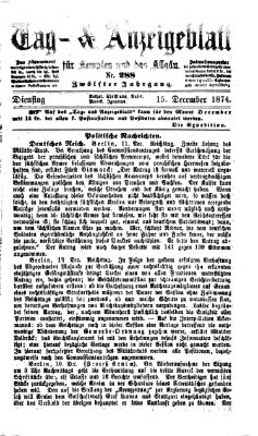 Tag- und Anzeigeblatt für Kempten und das Allgäu Dienstag 15. Dezember 1874
