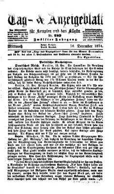 Tag- und Anzeigeblatt für Kempten und das Allgäu Mittwoch 16. Dezember 1874