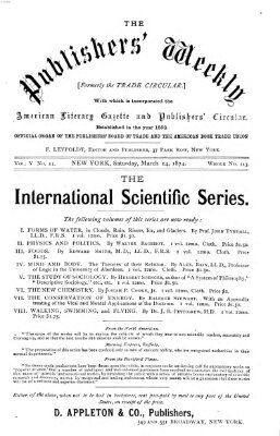 Publishers' weekly Samstag 14. März 1874
