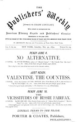 Publishers' weekly Samstag 30. Mai 1874