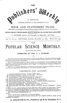 Publishers' weekly Samstag 19. Dezember 1874