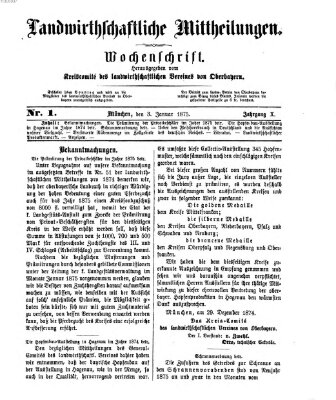 Landwirthschaftliche Mittheilungen Sonntag 3. Januar 1875