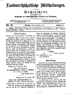 Landwirthschaftliche Mittheilungen Sonntag 28. Februar 1875