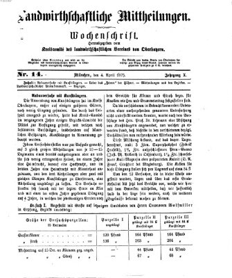 Landwirthschaftliche Mittheilungen Sonntag 4. April 1875
