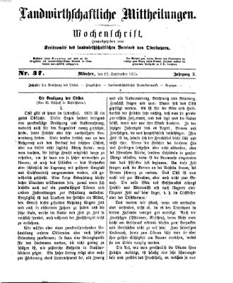 Landwirthschaftliche Mittheilungen Sonntag 12. September 1875