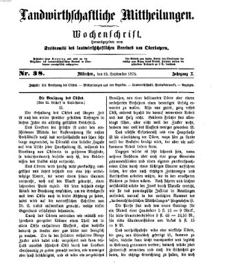 Landwirthschaftliche Mittheilungen Sonntag 19. September 1875