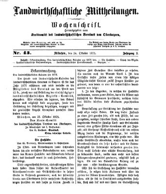 Landwirthschaftliche Mittheilungen Sonntag 24. Oktober 1875