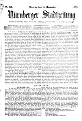 Nürnberger Stadtzeitung (Nürnberger Abendzeitung) Montag 15. November 1875
