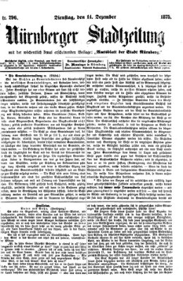 Nürnberger Stadtzeitung (Nürnberger Abendzeitung) Dienstag 14. Dezember 1875