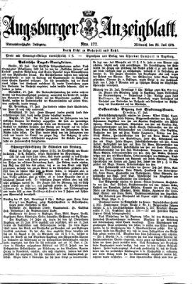 Augsburger Anzeigeblatt Mittwoch 28. Juli 1875