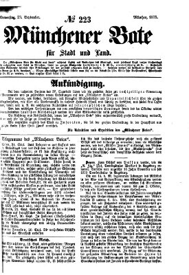 Münchener Bote für Stadt und Land Donnerstag 23. September 1875