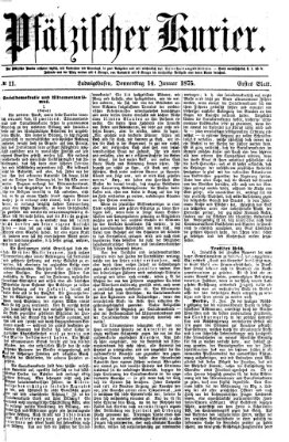 Pfälzischer Kurier Donnerstag 14. Januar 1875