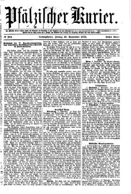 Pfälzischer Kurier Freitag 10. September 1875