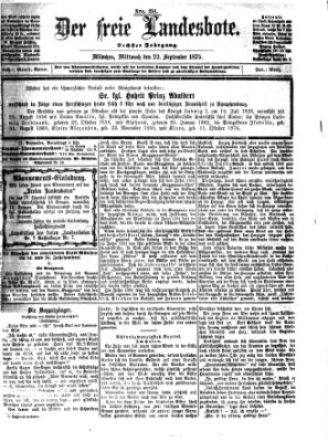 Der freie Landesbote Mittwoch 22. September 1875
