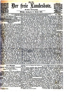 Der freie Landesbote Samstag 16. Oktober 1875