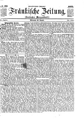 Fränkische Zeitung (Ansbacher Morgenblatt) Mittwoch 18. August 1875