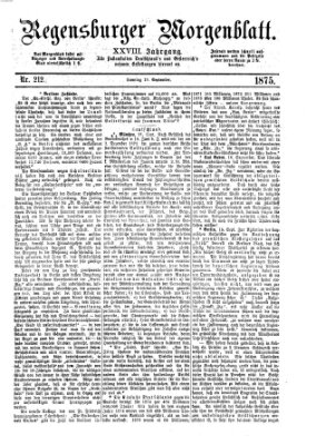 Regensburger Morgenblatt Sonntag 19. September 1875