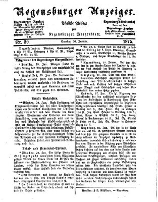 Regensburger Anzeiger Samstag 30. Januar 1875
