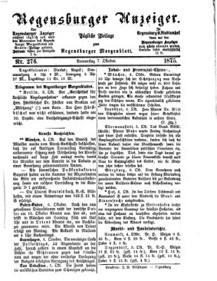 Regensburger Anzeiger Donnerstag 7. Oktober 1875