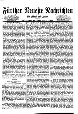 Fürther neueste Nachrichten für Stadt und Land (Fürther Abendzeitung) Samstag 9. Januar 1875