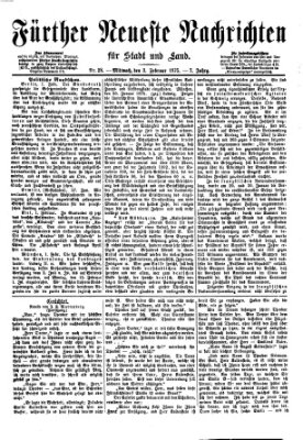 Fürther neueste Nachrichten für Stadt und Land (Fürther Abendzeitung) Mittwoch 3. Februar 1875