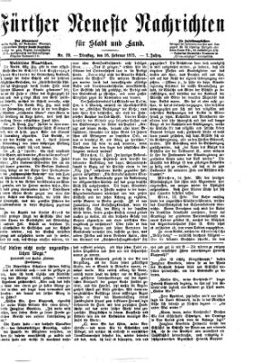 Fürther neueste Nachrichten für Stadt und Land (Fürther Abendzeitung) Dienstag 16. Februar 1875