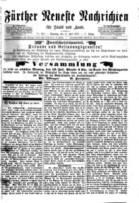 Fürther neueste Nachrichten für Stadt und Land (Fürther Abendzeitung) Sonntag 11. Juli 1875