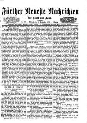Fürther neueste Nachrichten für Stadt und Land (Fürther Abendzeitung) Mittwoch 1. September 1875