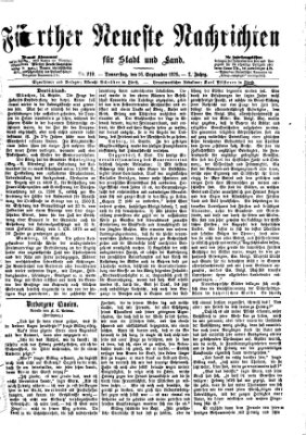 Fürther neueste Nachrichten für Stadt und Land (Fürther Abendzeitung) Donnerstag 16. September 1875