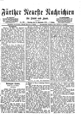 Fürther neueste Nachrichten für Stadt und Land (Fürther Abendzeitung) Sonntag 19. September 1875