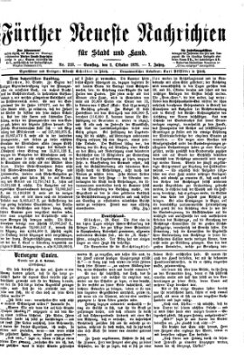 Fürther neueste Nachrichten für Stadt und Land (Fürther Abendzeitung) Samstag 2. Oktober 1875