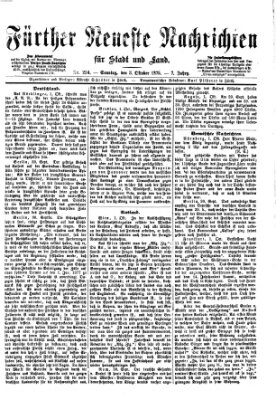 Fürther neueste Nachrichten für Stadt und Land (Fürther Abendzeitung) Sonntag 3. Oktober 1875