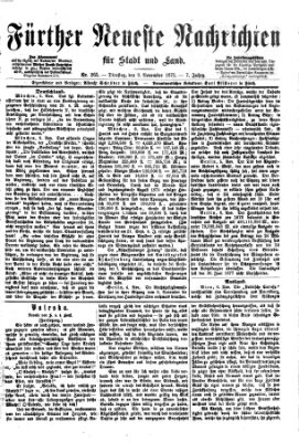Fürther neueste Nachrichten für Stadt und Land (Fürther Abendzeitung) Dienstag 9. November 1875