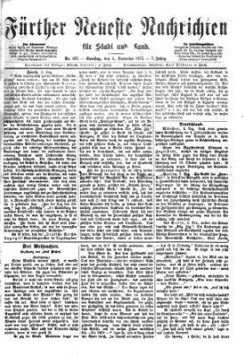 Fürther neueste Nachrichten für Stadt und Land (Fürther Abendzeitung) Samstag 4. Dezember 1875