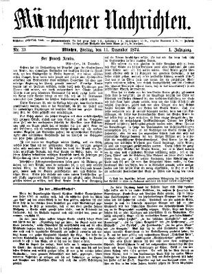 Münchener Nachrichten Freitag 11. Dezember 1874