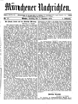 Münchener Nachrichten Dienstag 15. Dezember 1874