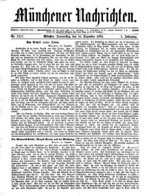 Münchener Nachrichten Donnerstag 24. Dezember 1874