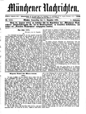 Münchener Nachrichten Donnerstag 31. Dezember 1874