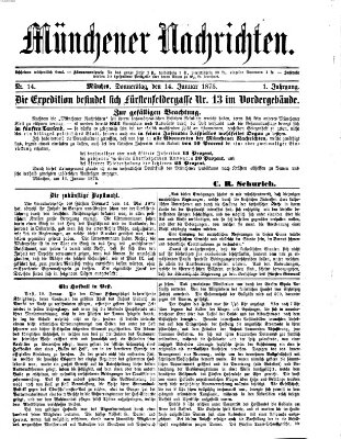Münchener Nachrichten Donnerstag 14. Januar 1875