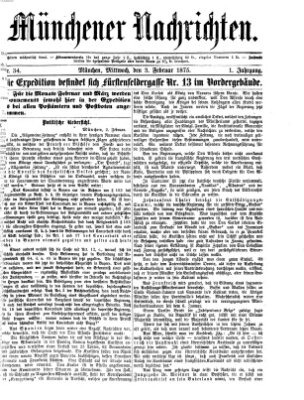 Münchener Nachrichten Mittwoch 3. Februar 1875